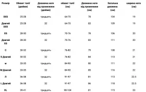 таблиця розмірів тексар wz10